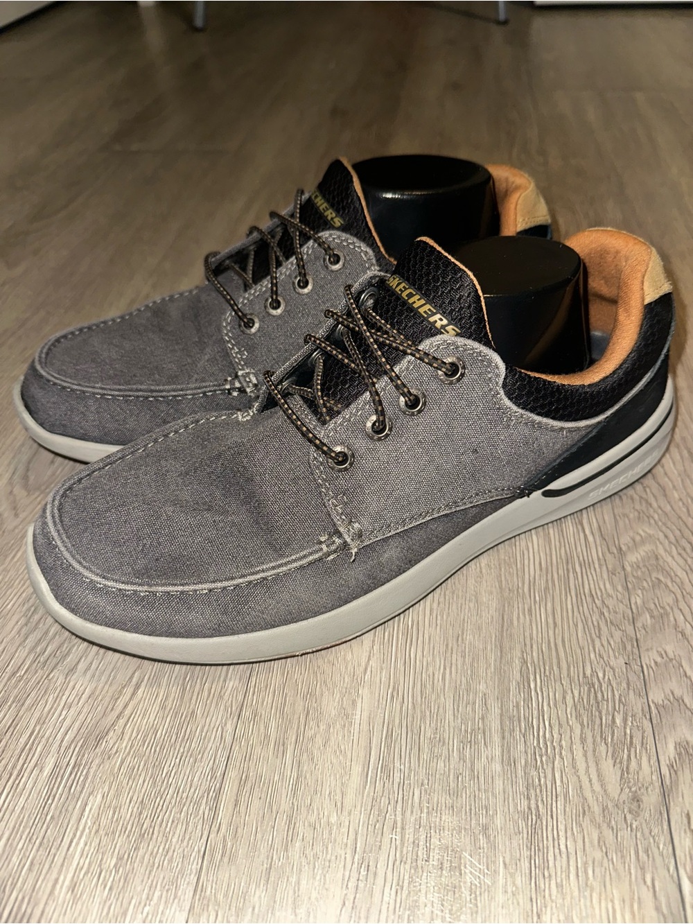 Skechers Men’s Relaxed Fit Elent Mosen Boat Shoe Gray Black Size 11